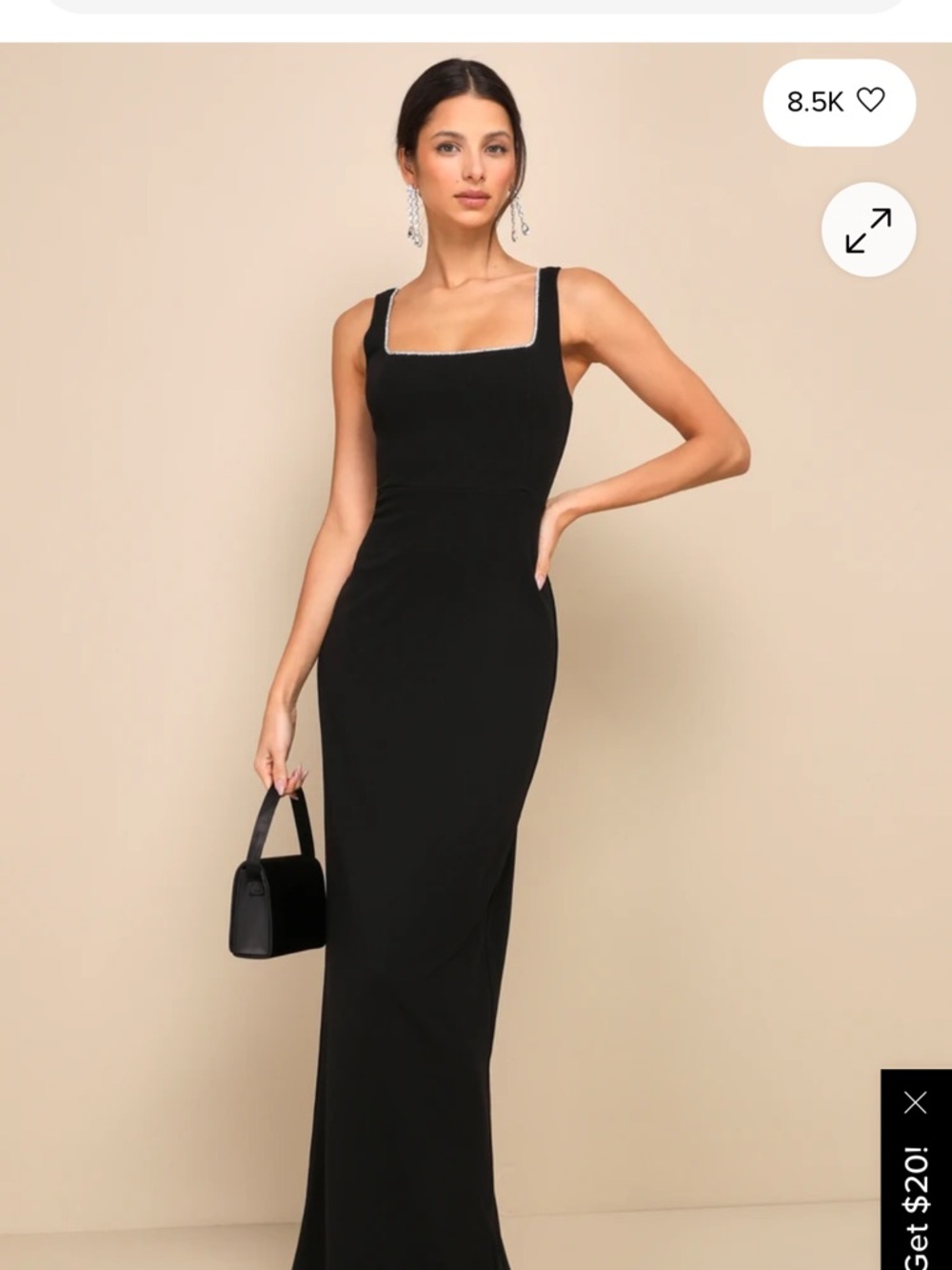 Lulu's Black Backless Square-Neck Evening Gown